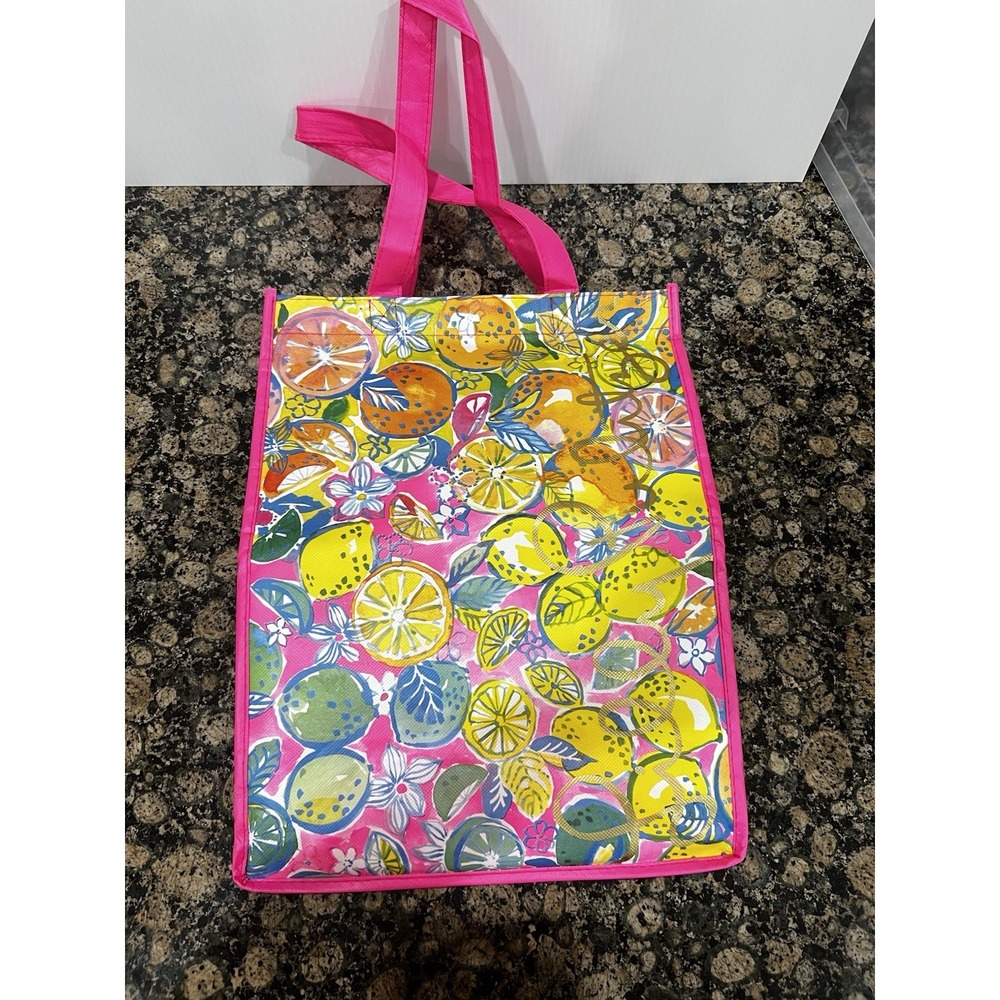 Lilly Pulitzer Reusable Tote Bag Multicolor Citrus Floral Print 24x14x8
